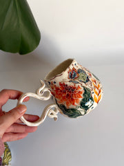 Dahlia Flowers and Butterfly Mug