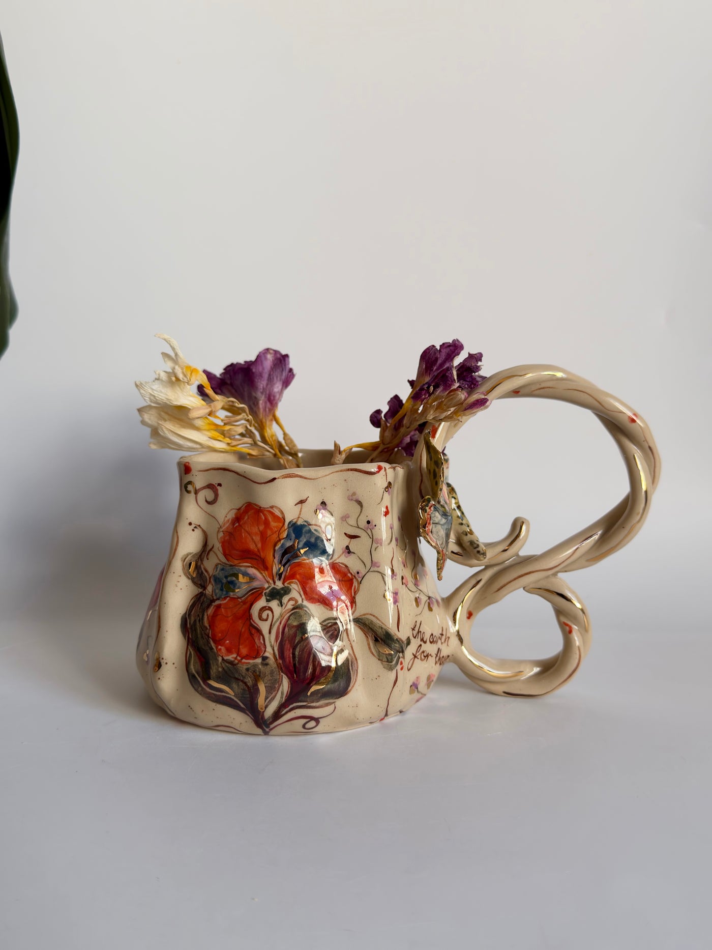 Impressionistic Irises and Butterfly