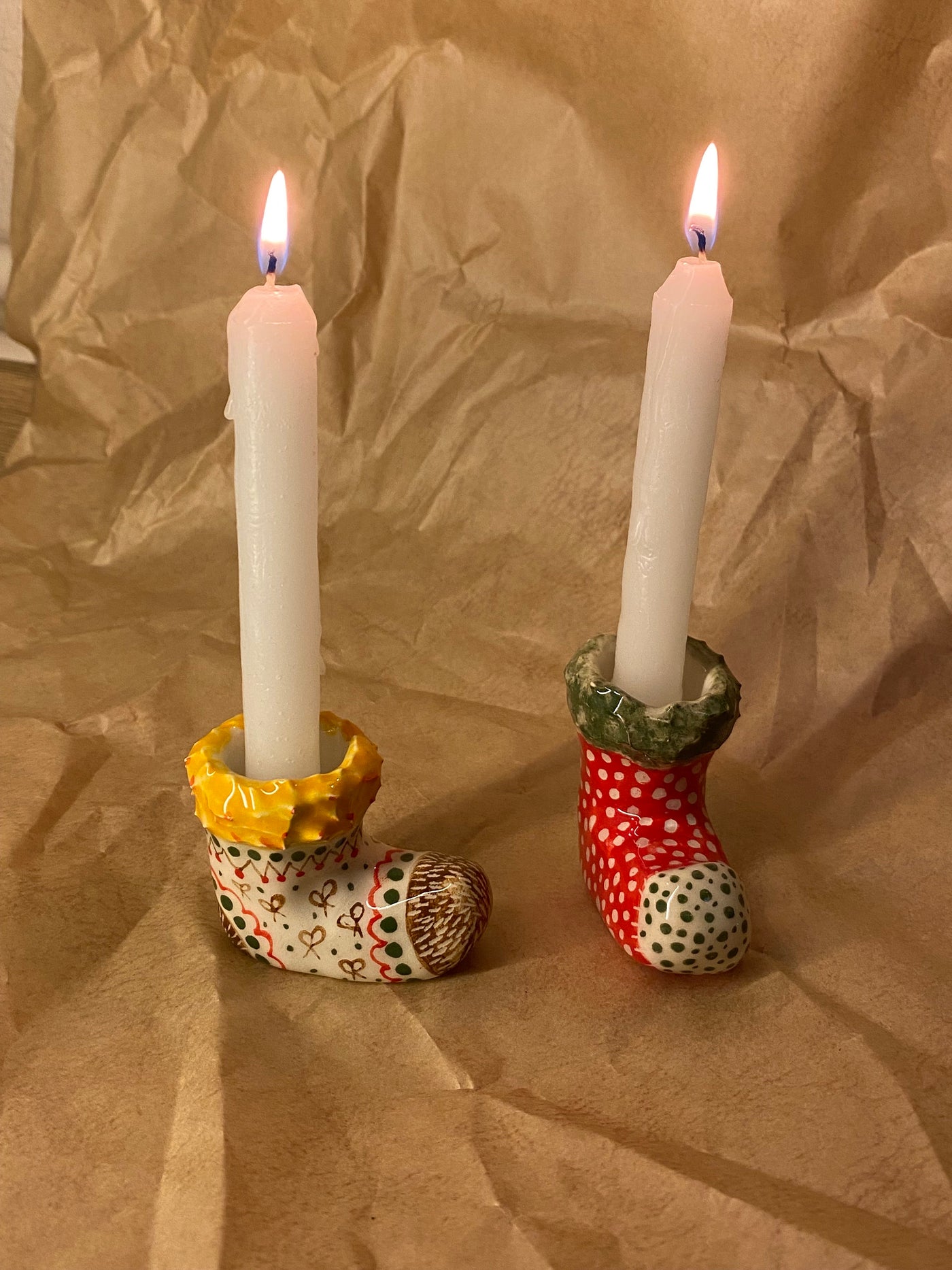 Xmas Socks Candlestick Holder