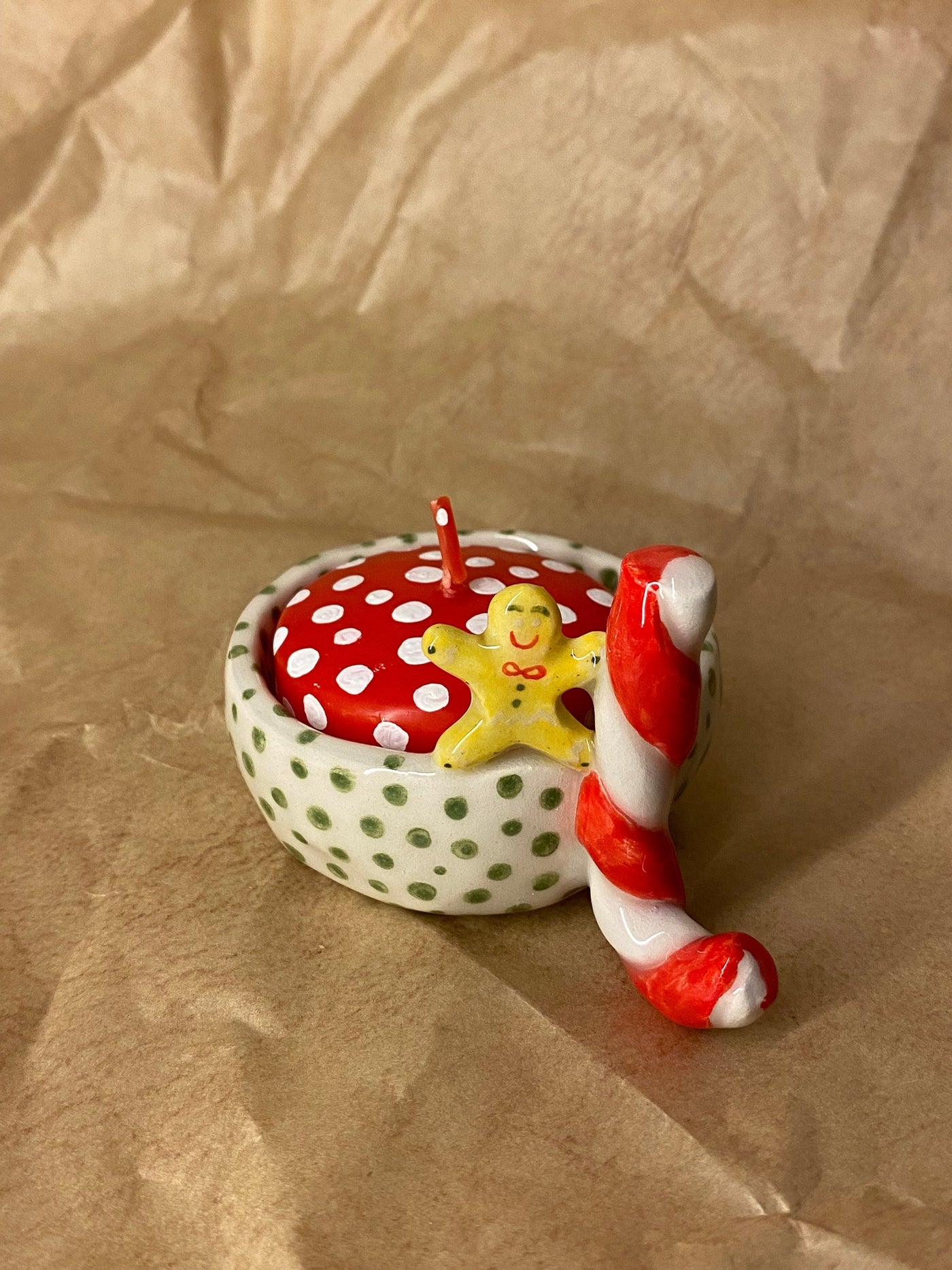 Candy Cane and Gingerman Candle Holder