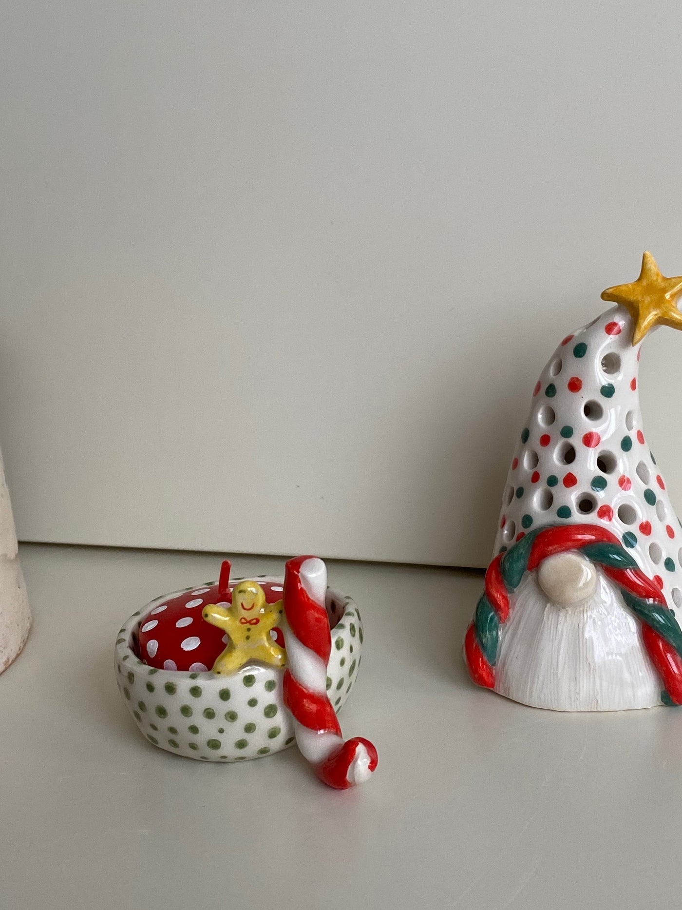 Candy Cane and Gingerman Candle Holder
