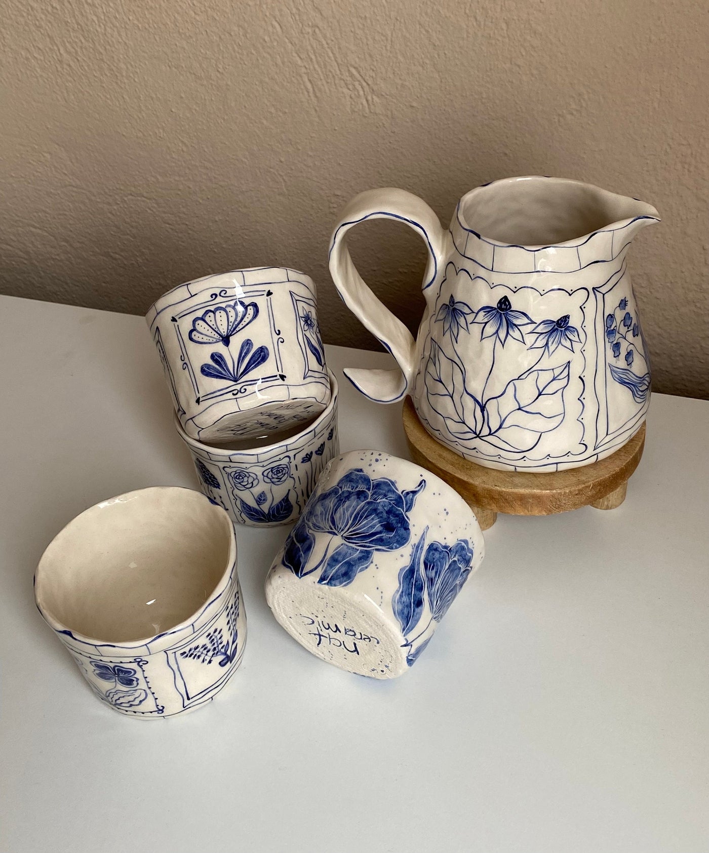Blue Floral Pitcher