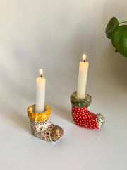 Xmas Socks Candlestick Holder
