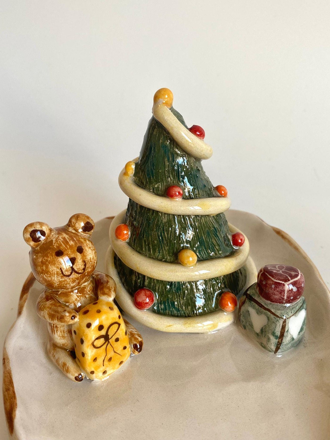 Bear and Christmas Tree Jewelry Dish
