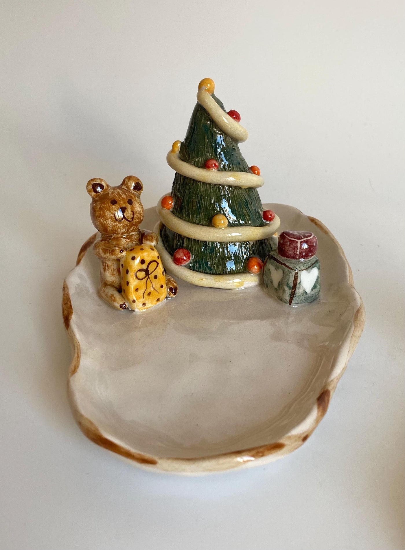 Bear and Christmas Tree Jewelry Dish