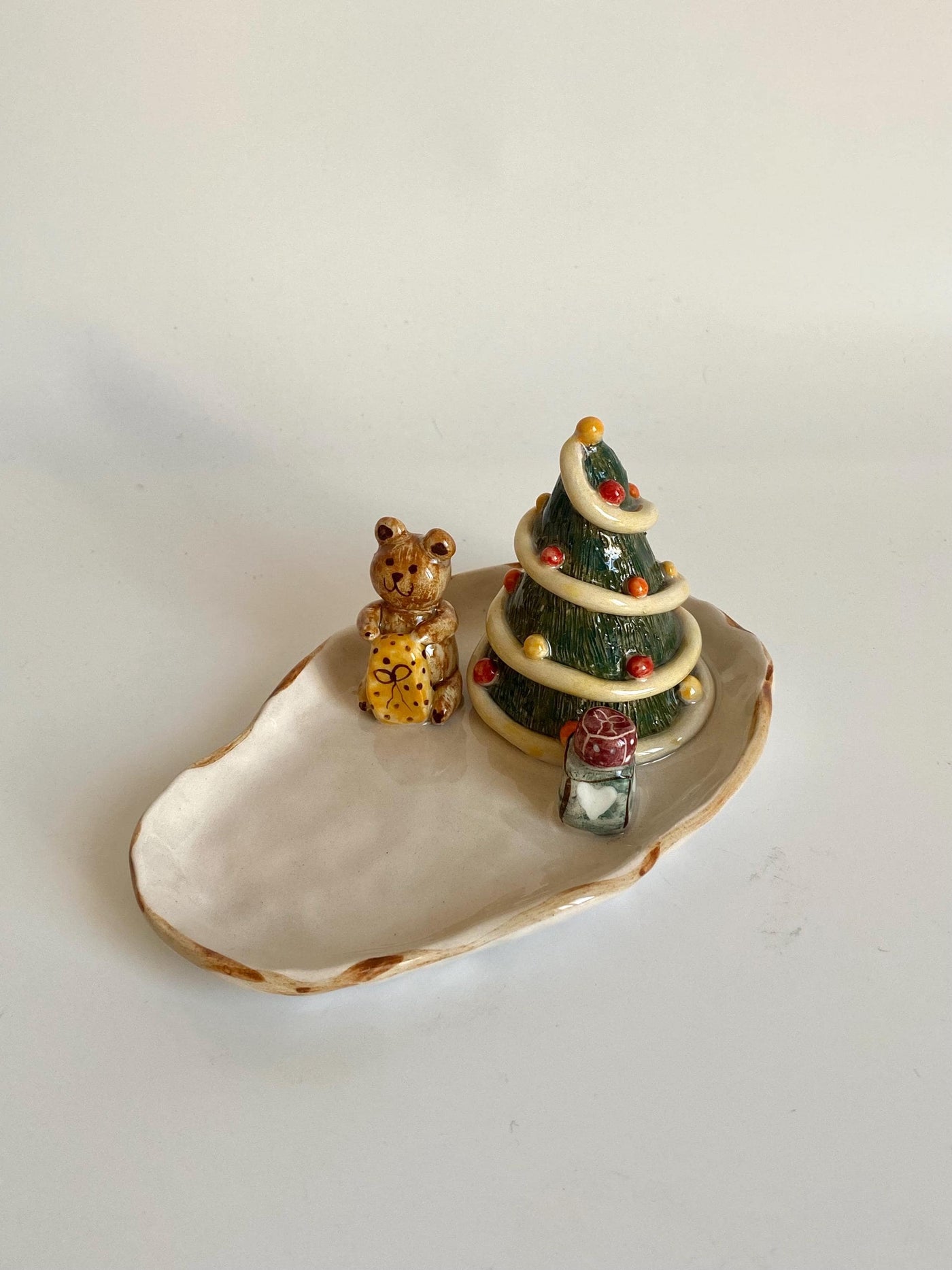 Bear and Christmas Tree Jewelry Dish