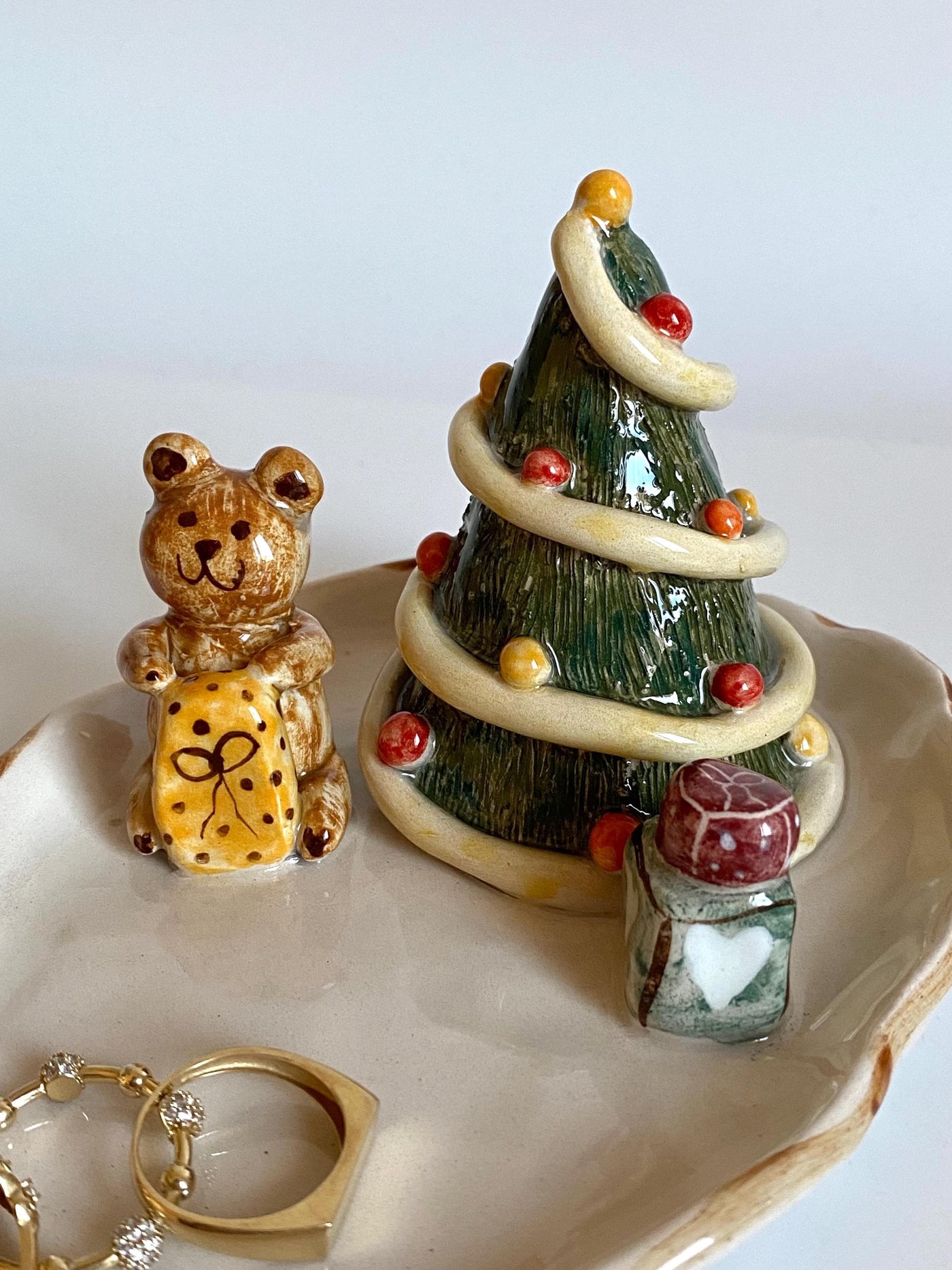 Bear and Christmas Tree Jewelry Dish