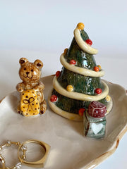 Bear and Christmas Tree Jewelry Dish