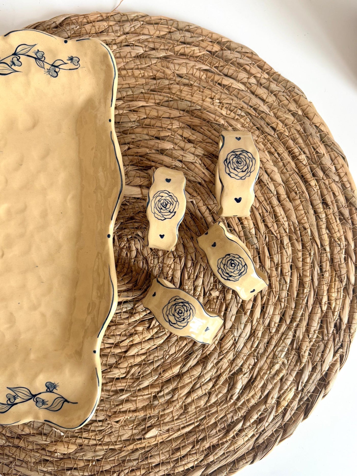 Blue Floral Napkin Rings