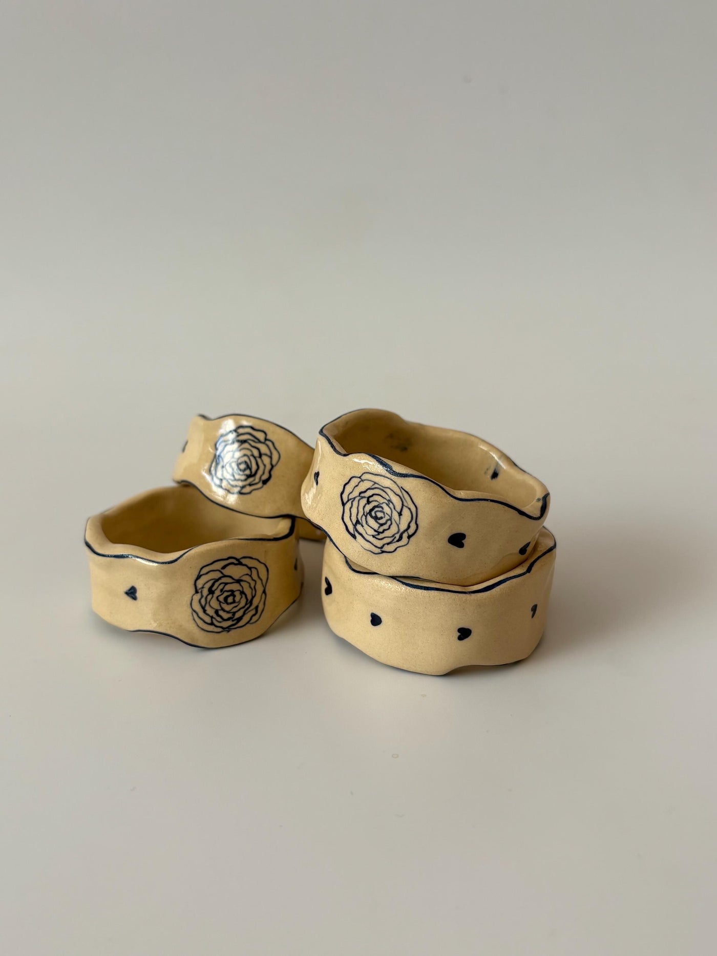 Blue Floral Napkin Rings