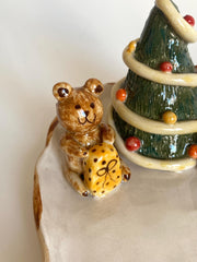 Bear and Christmas Tree Jewelry Dish