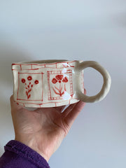 Heart-Shaped Red Floral Mug