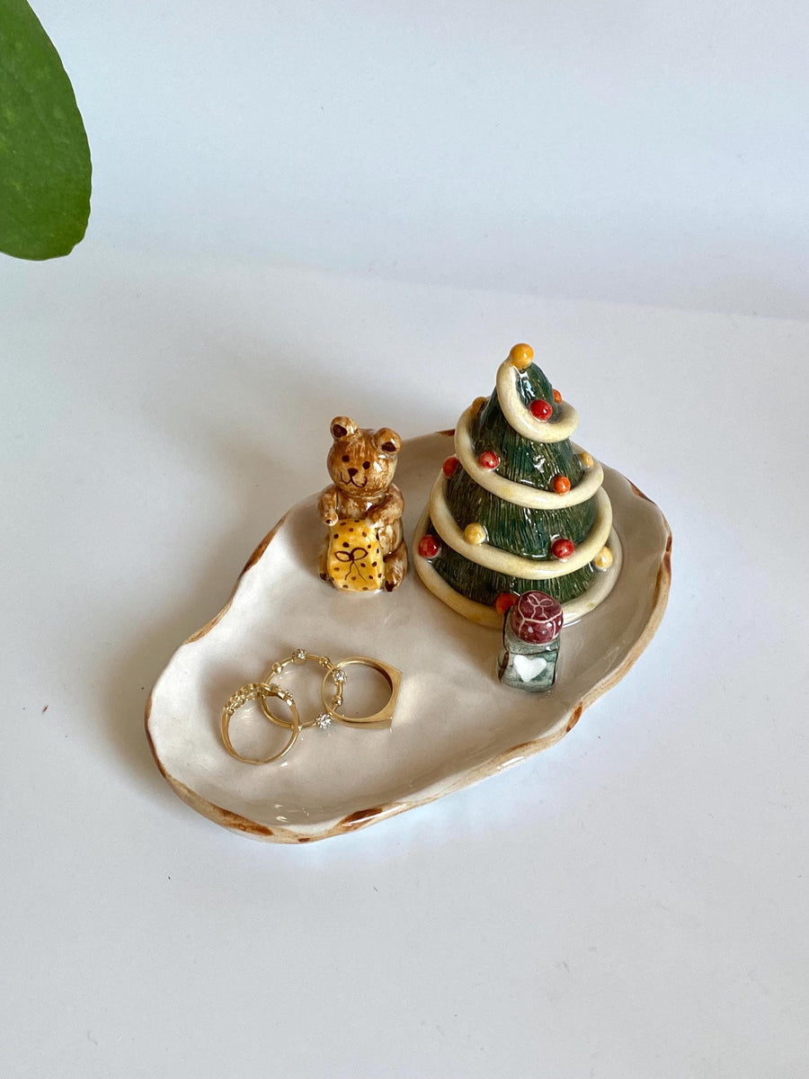 Bear and Christmas Tree Jewelry Dish