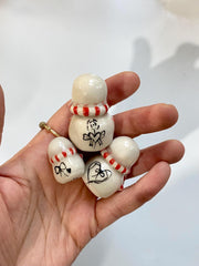 Tiny Ceramic Snowmen Decoration Object