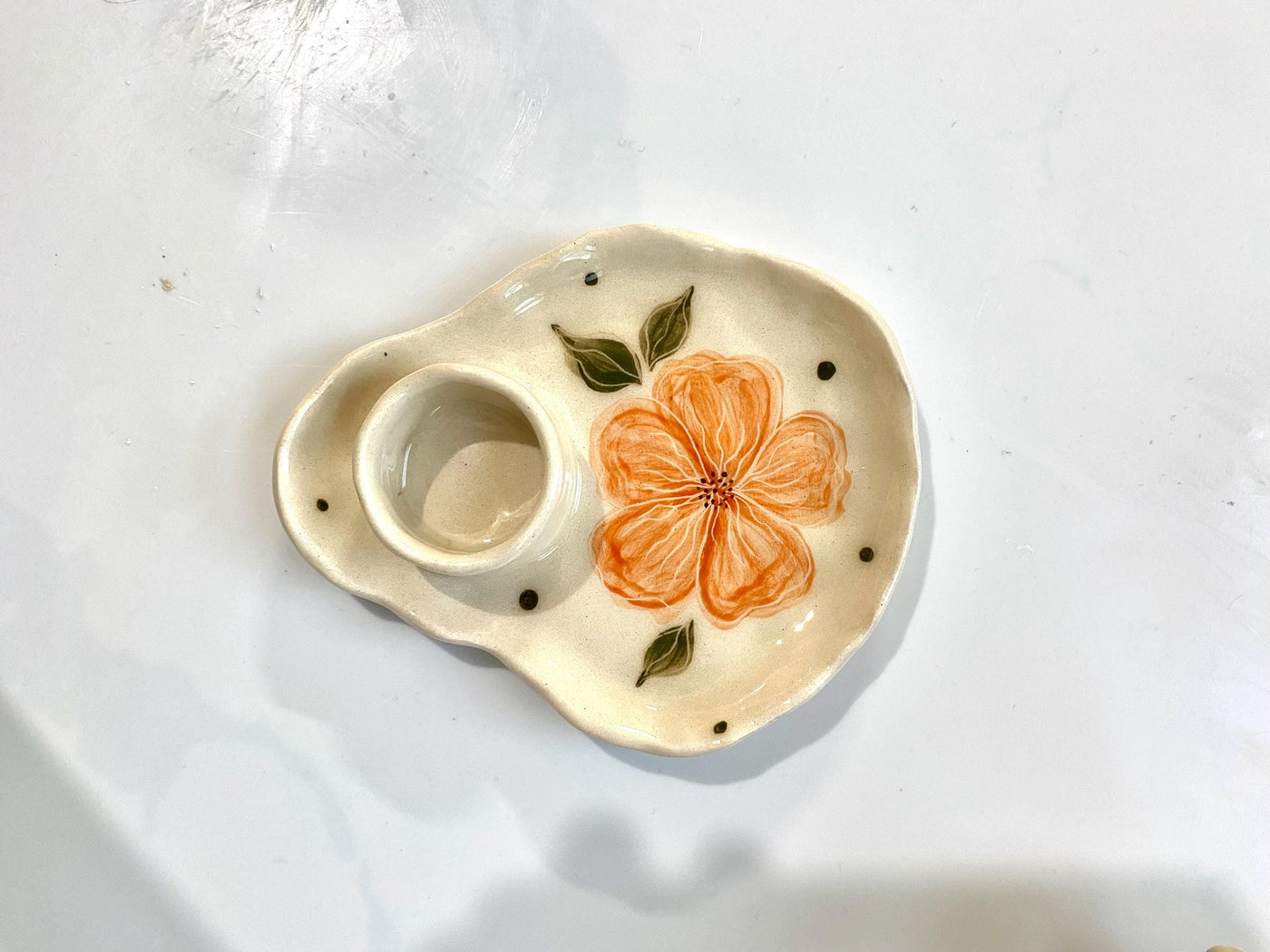 Orange Floral Tealight Candle Holder