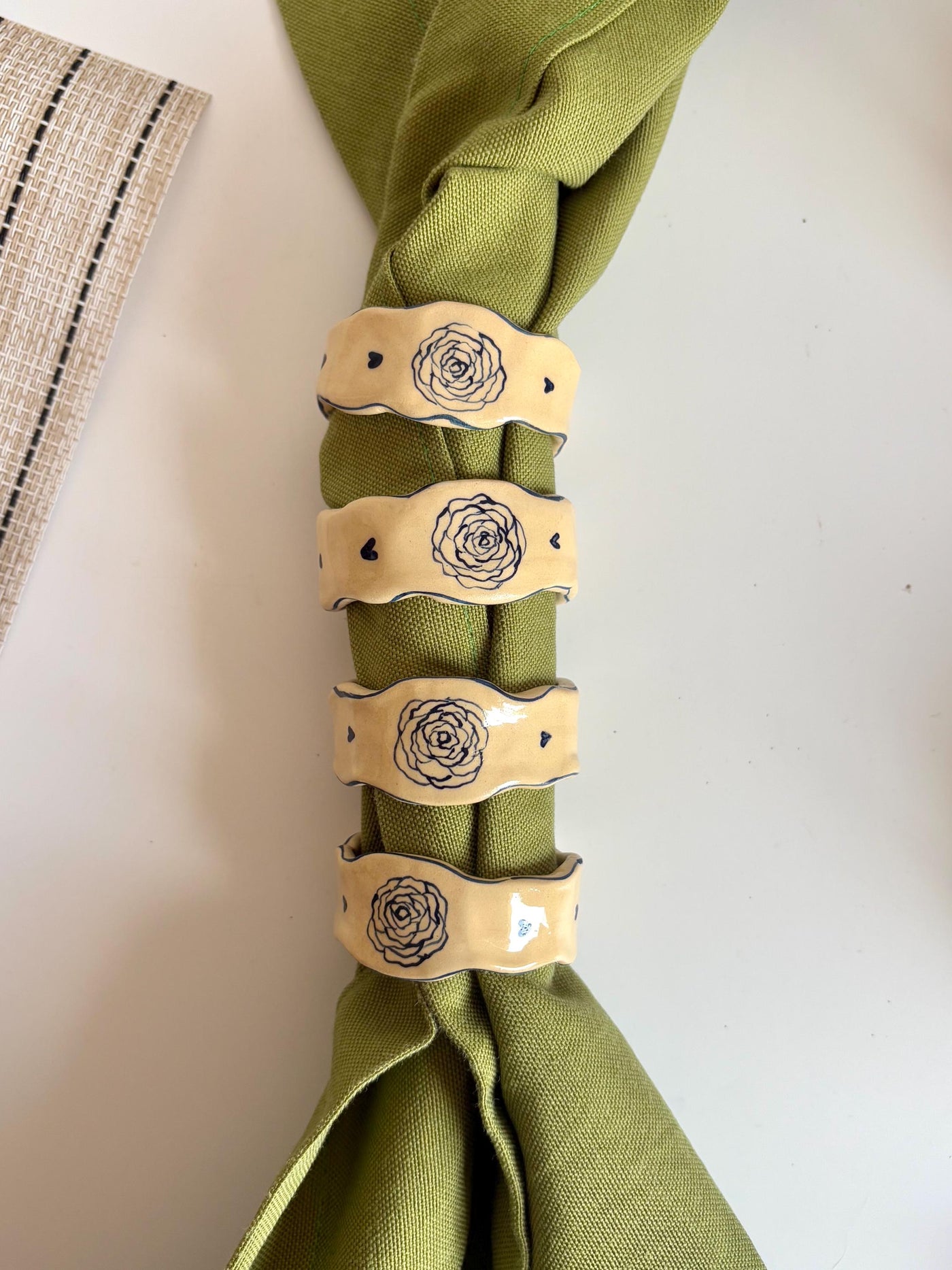 Blue Floral Napkin Rings