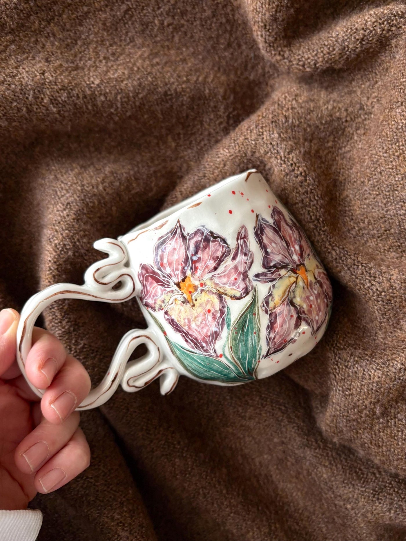 Impressionist Iris Flowers Mug
