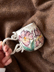 Impressionist Iris Flowers Mug