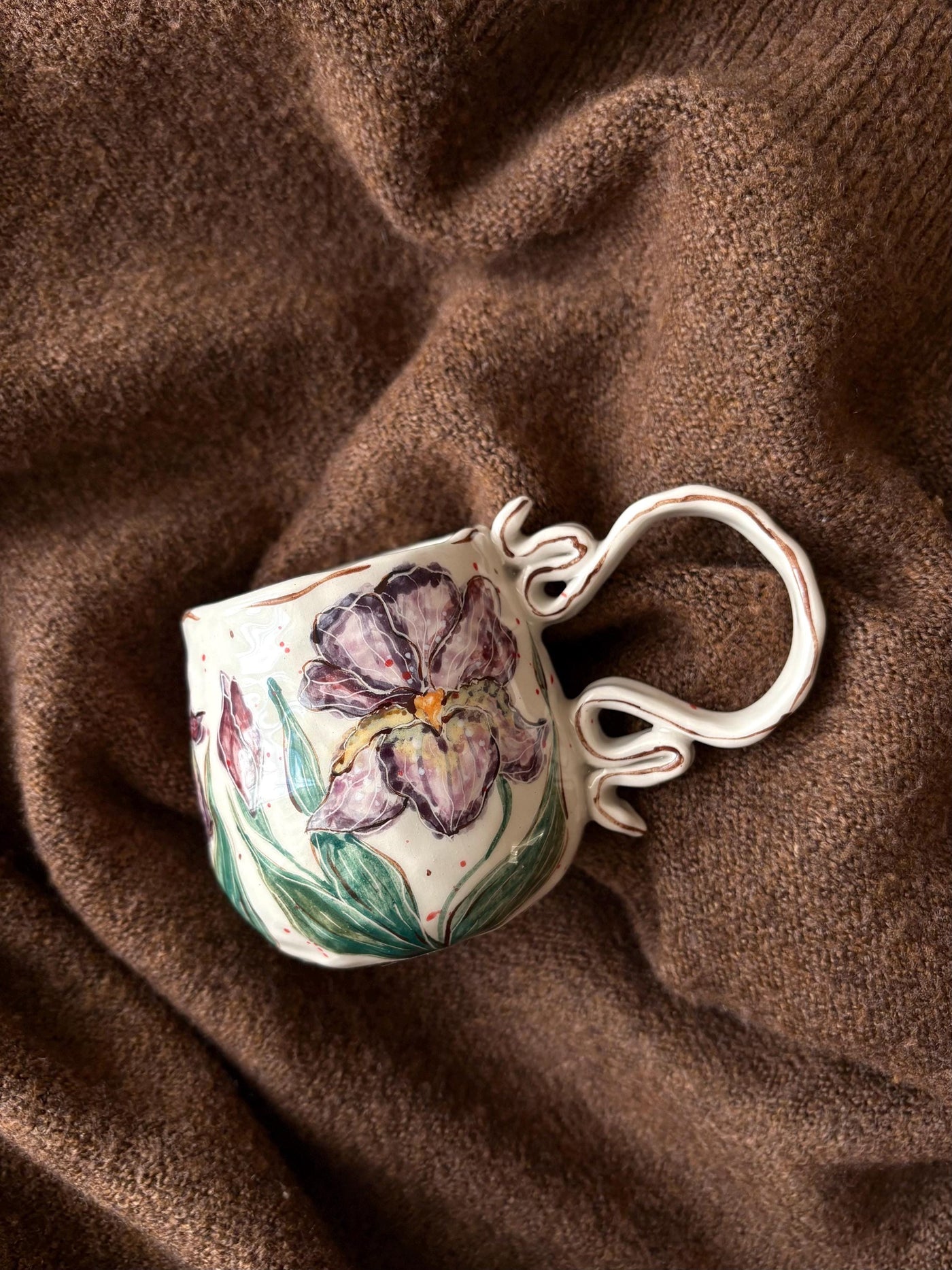 Impressionist Iris Flowers Mug