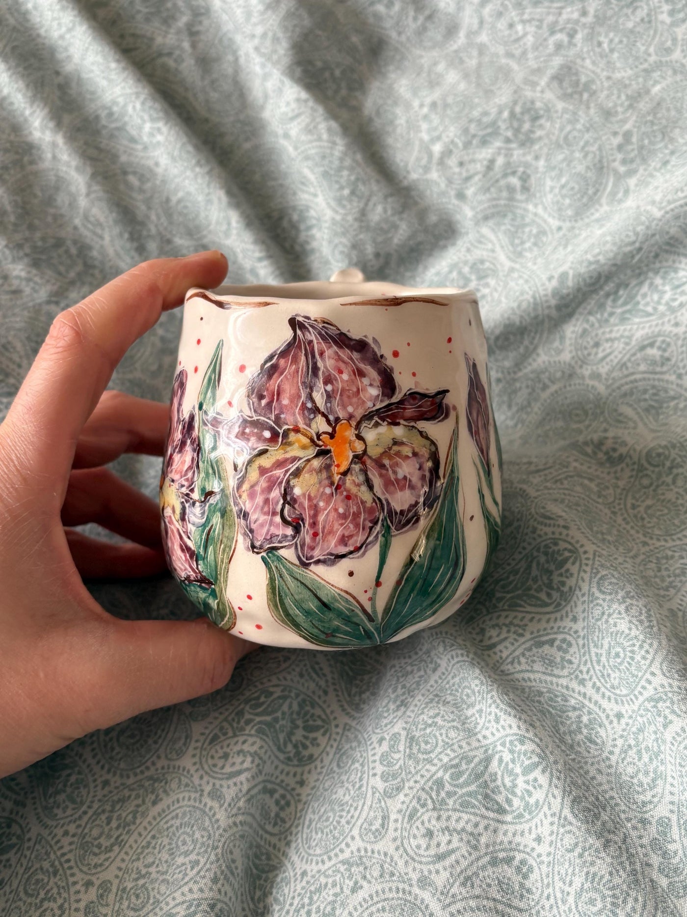 Impressionist Iris Flowers Mug
