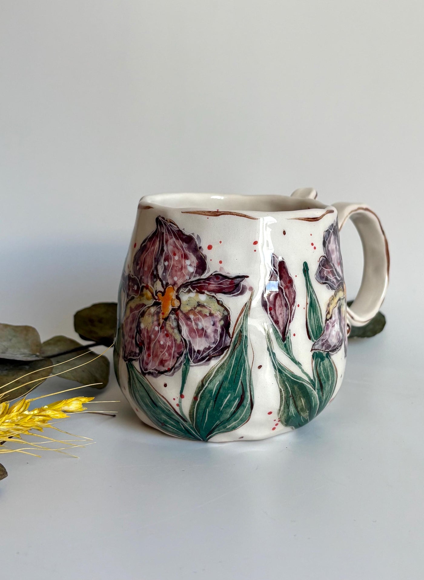 Impressionist Iris Flowers Mug