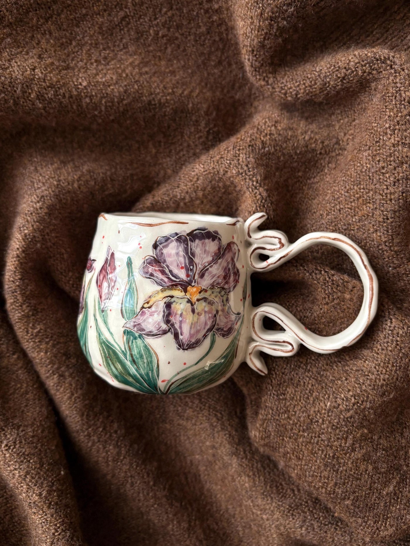 Impressionist Iris Flowers Mug