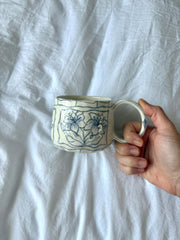 Crayons Blue Floral Ceramic Mug