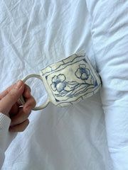 Crayons Blue Floral Ceramic Mug