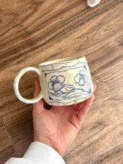 Crayons Blue Floral Ceramic Mug