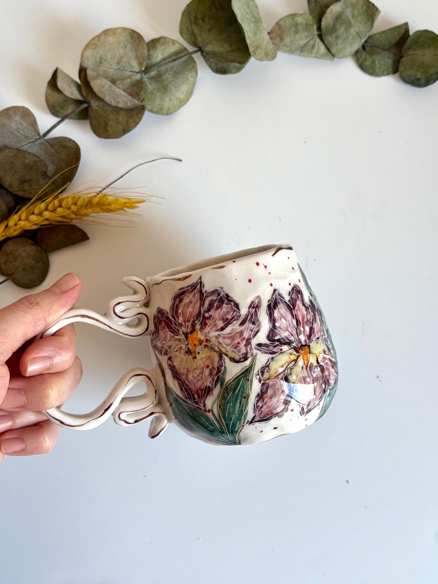 Impressionist Iris Flowers Mug