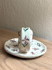 Purple Floral Candlestick Holder