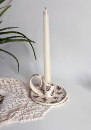 Purple Floral Candlestick Holder