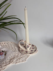 Purple Floral Candlestick Holder