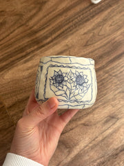 Crayons Blue Floral Ceramic Mug