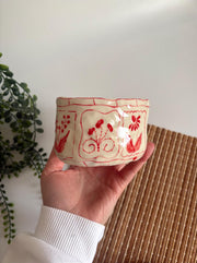 Heart-Shaped Red Floral Mug