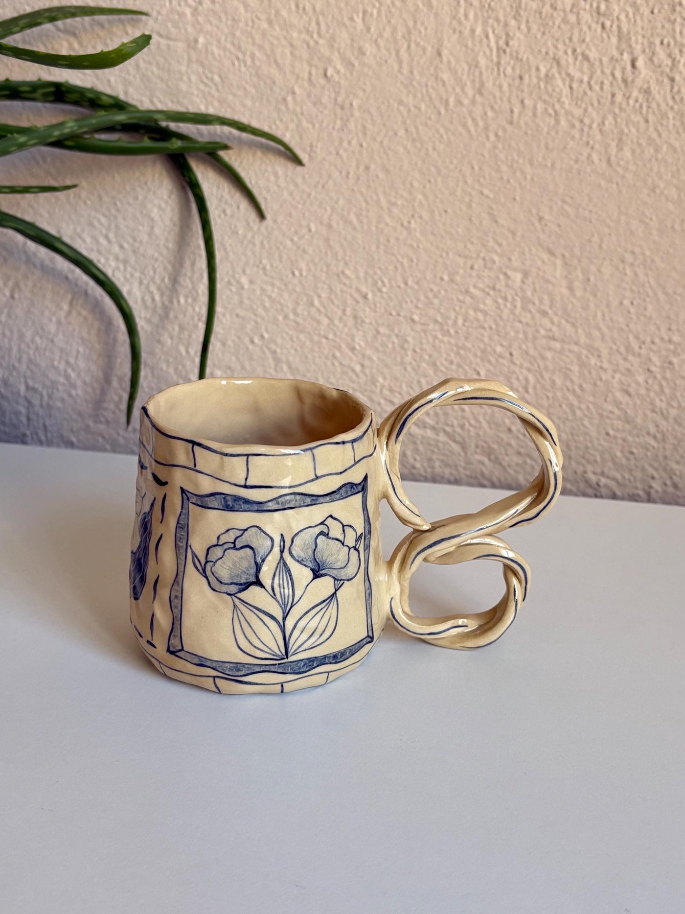 Vİntage Blue Floral - Ochre Series No:9