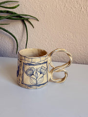 Vİntage Blue Floral - Ochre Series No:9