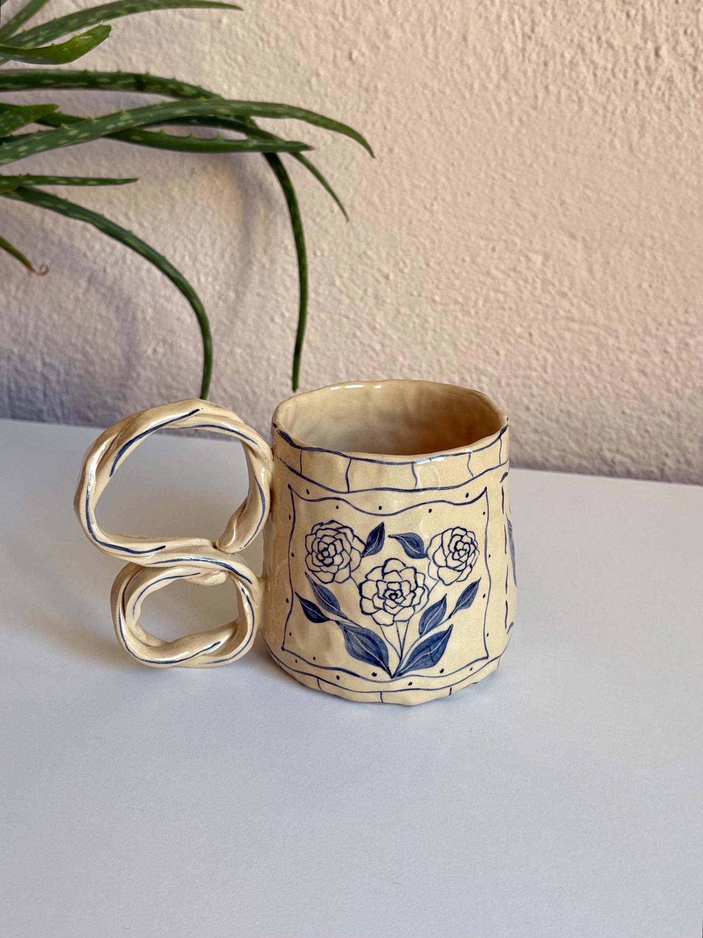 Vİntage Blue Floral - Ochre Series No:9