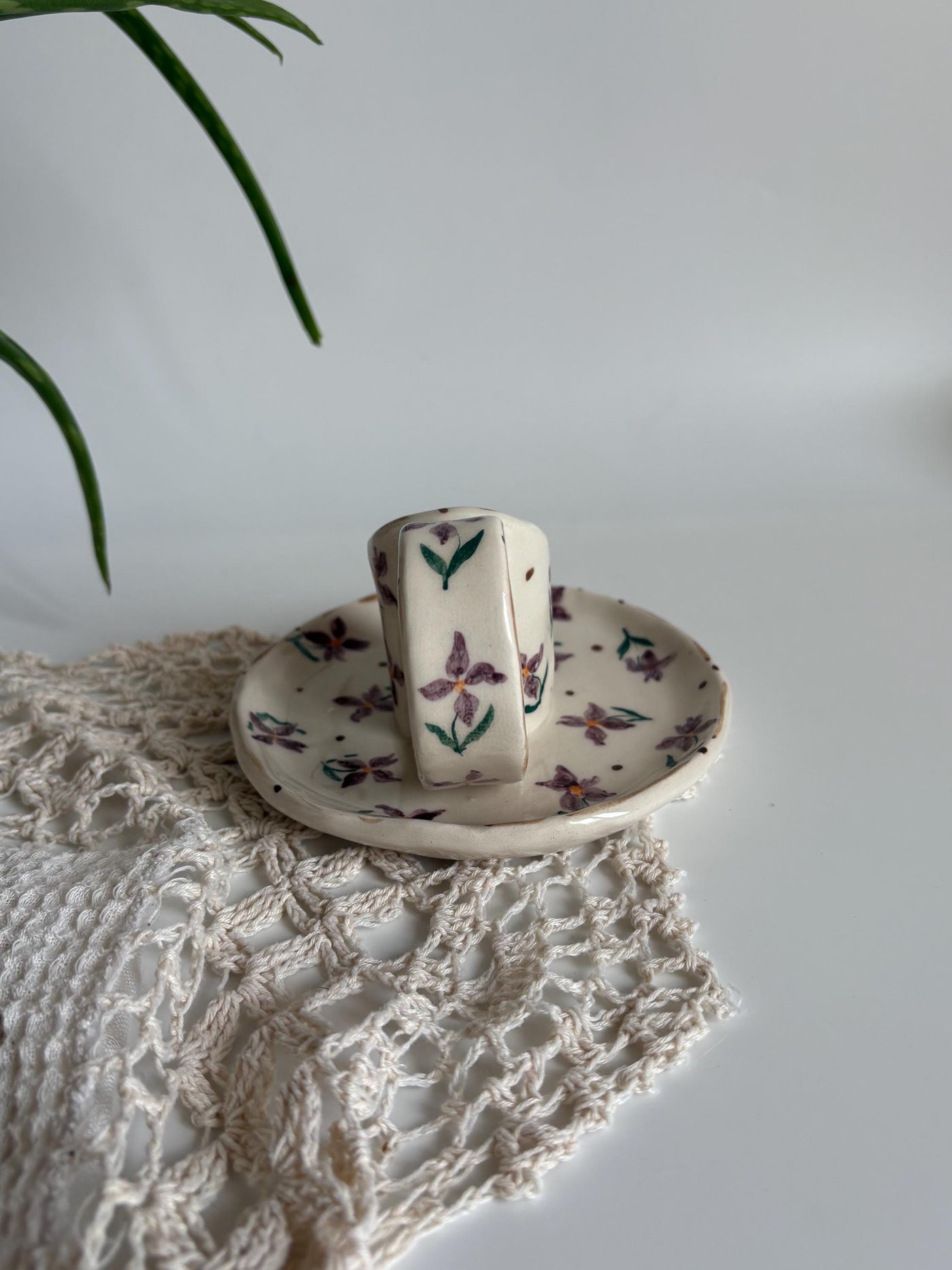 Purple Floral Candlestick Holder