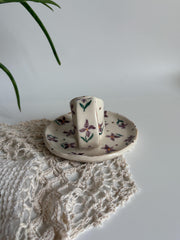 Purple Floral Candlestick Holder