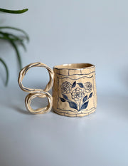 Vİntage Blue Floral - Ochre Series No:9
