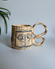 Vİntage Blue Floral - Ochre Series No:9