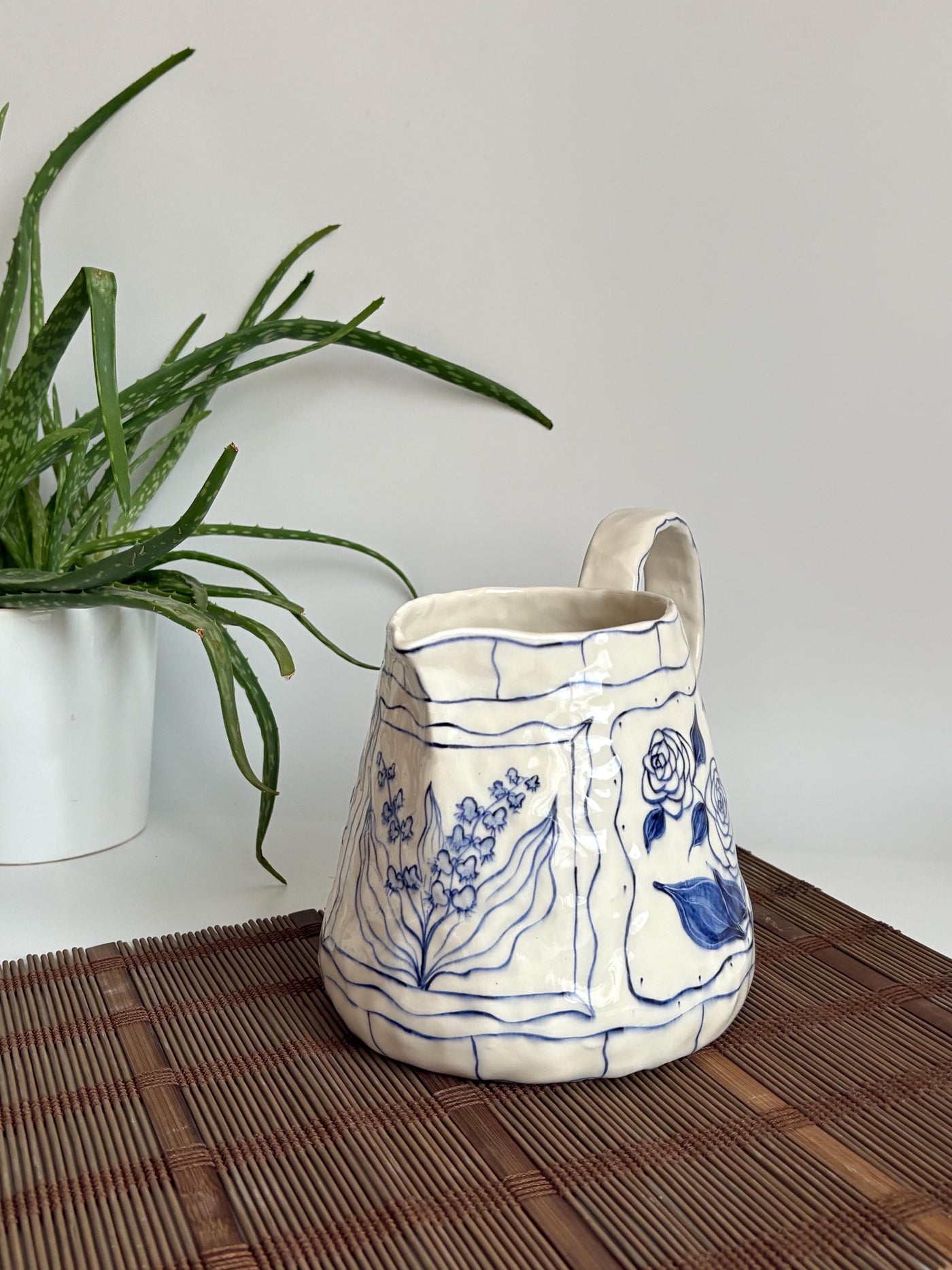 Blue Floral Pitcher