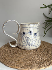 Blue Floral Pitcher