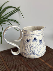 Blue Floral Pitcher