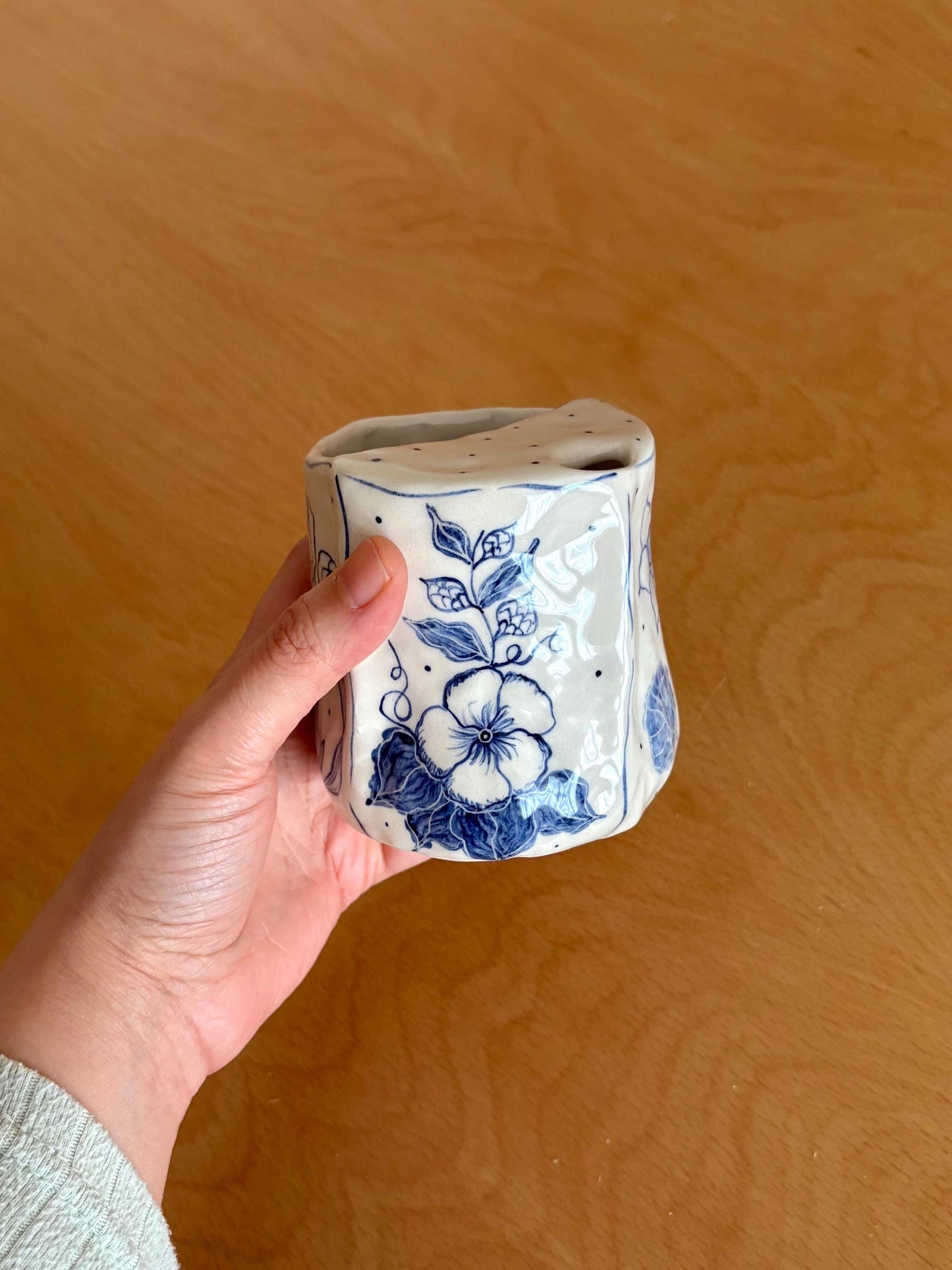 Blue and White Travel Mug