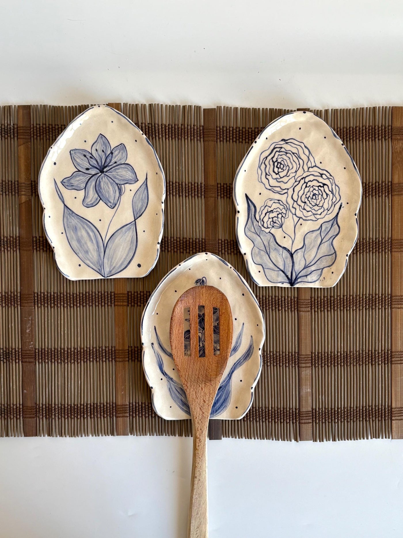 Blue Floral Spoon Rest