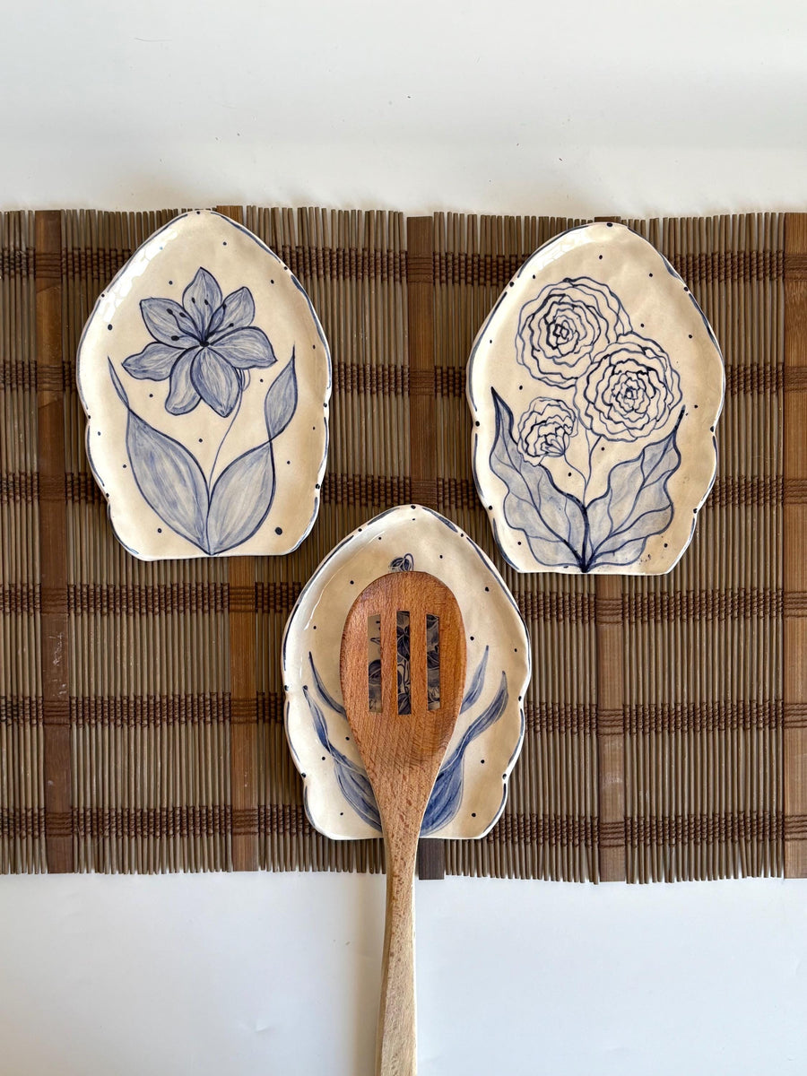Blue Floral Spoon Rest