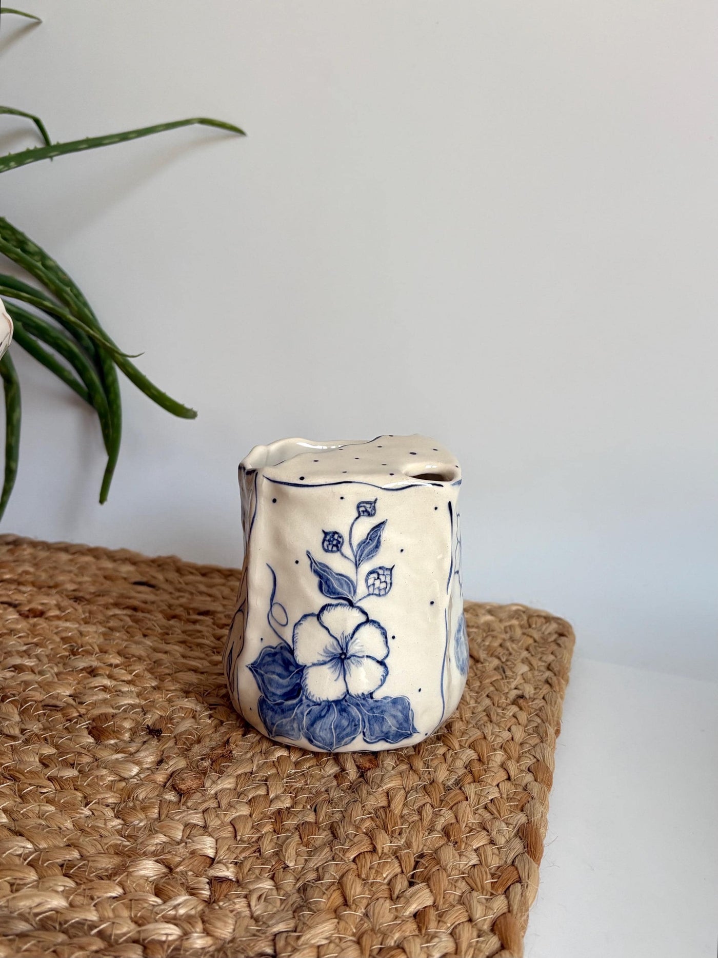 Blue and White Travel Mug