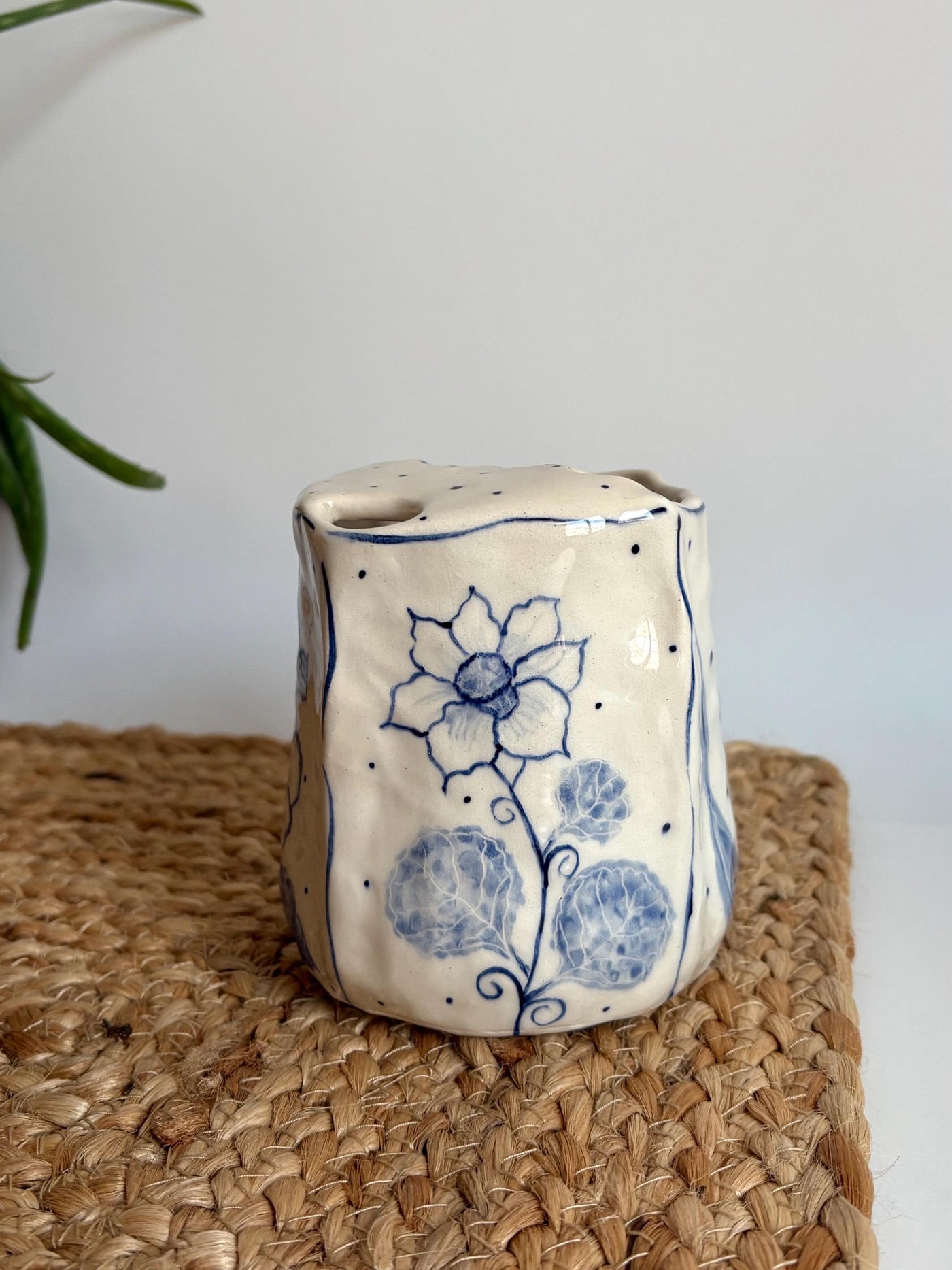 Blue and White Travel Mug